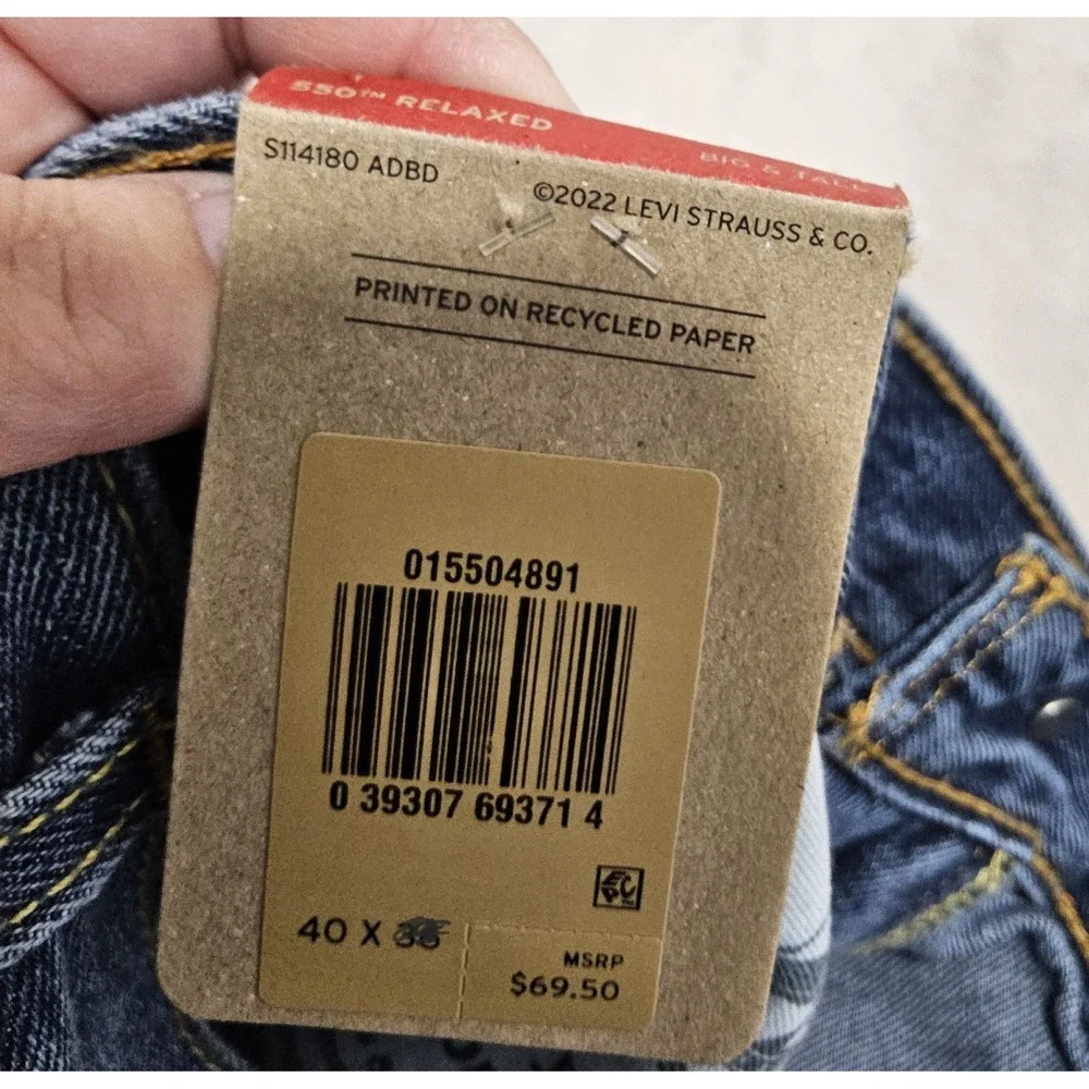 Levis Jeans Mens‎ Sz 40 x 35 36 NEW 550 Relaxed Fit Mid Blue Big & Tall Classic
